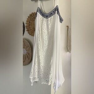 Summer Dress with Blue Embroidered Accents